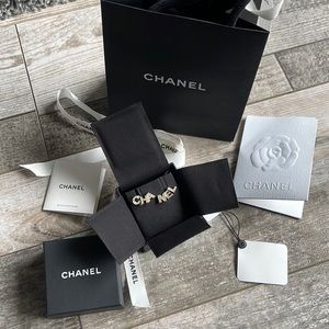 Chanel golden crystal earrings cha nel